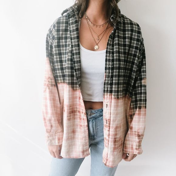 Vintage Tops - Vintage Bleach Dyed Flannel XL